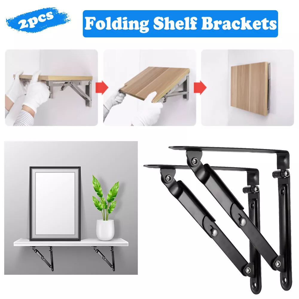 2x 6 Folding Heavy Duty Shelf Bracket Triangle Bench Mounted Table Wall  Hinges