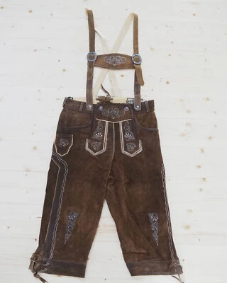 Trachten Lederhose Grösse 46 Wildleder bestickt Kniebund used look Neu - Bild 1 von 3