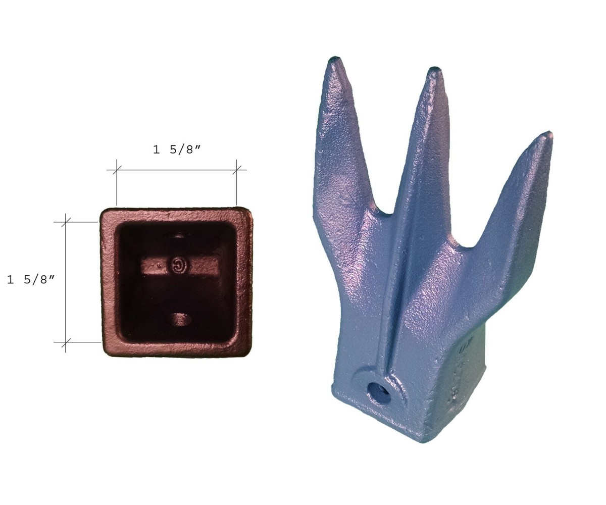 8 Excavator Combo, Weld-on Shank, Trident Rock Tooth & Pin, 3/4