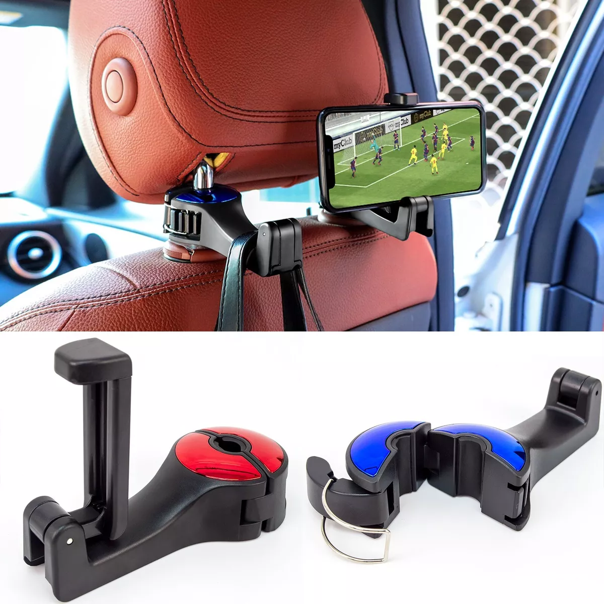 2 PCS Car Seat Headrest Hook Mobile Phone Holder Back Seat Hanger Storage  Hook