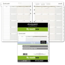 2026 At-A-Glance 491-685 Monthly Planner Refill, Size 5, 8-1/2 x 11"