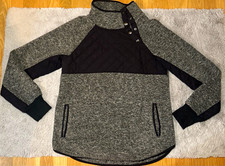 Abercrombie & Fitch Quilted Snap Mock Neck Fleece Sweatshirt Pockets S