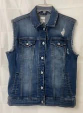 Kensie Jeans VtgY2K Luxe Comfort Stretch Distressed Button Pockets Vest Size M