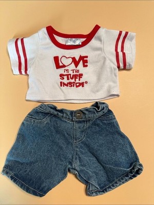 Build A Bear Outfit Love Is The Stuff Inside Ringer T-Shirt&Denim Shorts