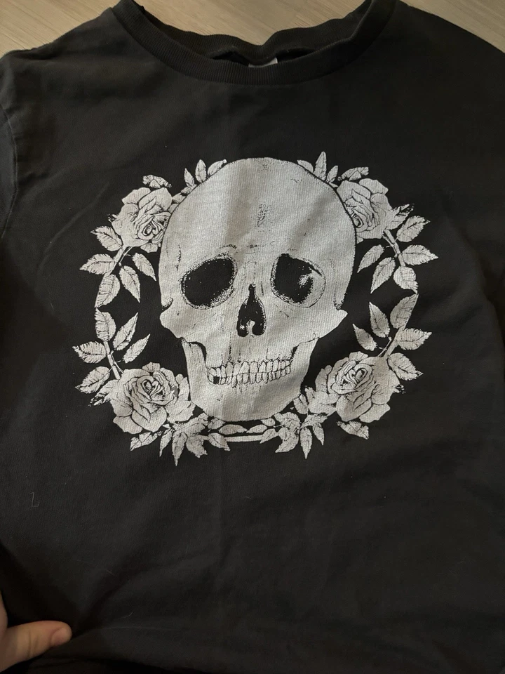 Lindo grunge negro calavera dividida manga larga para mujer Xs Foto 2 de 3