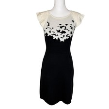 Lilly Pulitzer Kariana Black White Butterfly Knit Cap Sleeve Dress Women's M