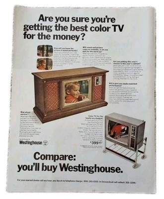 1968 Westinghouse Home Color TV Vintage Original Print Ad