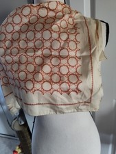 Echo Vintage Floral Trellis Silk 22.5" Square Scarf Orange Rust Ivory Beige Fall