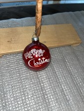Vintage Red  Merry Christmas  Stenciled Shiny...
