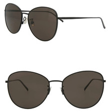 Saint Laurent SL486 001 Women's 57mm Round Cat Eye Sunglasses Black - Italy Made