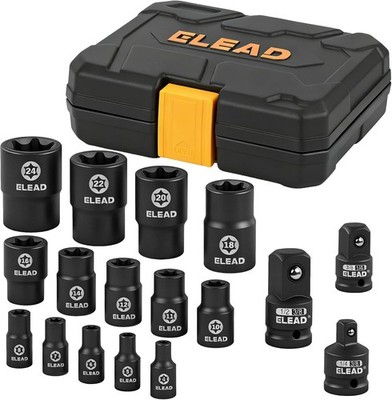 17-Piece Inverted E-Torx Socket Set - Premium Impact Cr-V Steel E4 - E24 Star Fe
