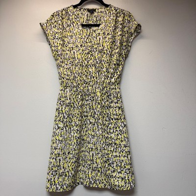 Halogen Dress Womens XS Yellow Black White Excellent Abstract Elastic Waist 9519