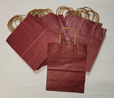 Uline 28 Units Kraft Tinted Color Shopping Bags 8 x 4 1⁄2 x 10 1⁄4" Cub Burgundy