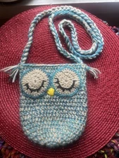 Whimsical Owl Cross Body Satchel  Hand Crocheted