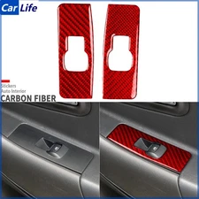 Red Carbon Fiber Rear Window Lift Switch Panel Cover Trim For Ford Taurus 13-19