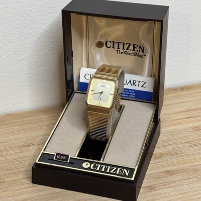 NOS Neo Vintage Citizen CQ Tank Gold Tone Men's Quartz Watch 3220
