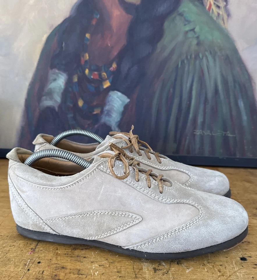 Brooks Brothers Size 8.5 US 9.5 Suede Italy Leather Sneakers Shoes Wheat Tan - Image 3 of 4