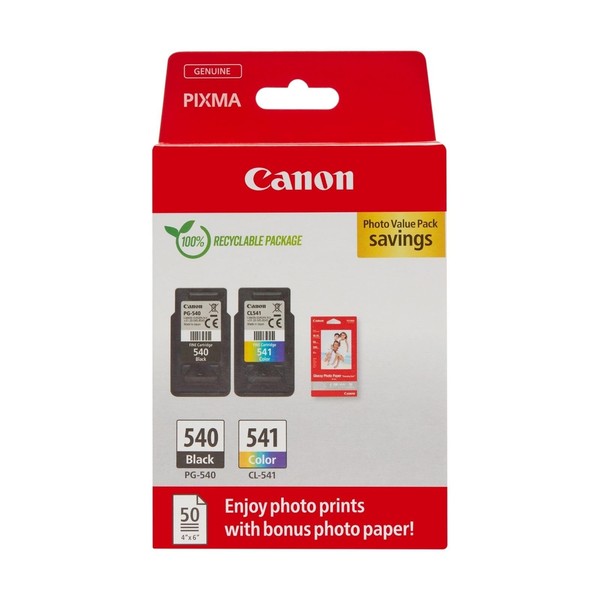Canon PG-540 CL-541 Druckerpatronen Fotopapier 50 Blatt Hochglanz 10X15 Cm Set-image