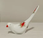 Vintage Fenton White Long Tail Bird Cardinal - Chip On Bottom -