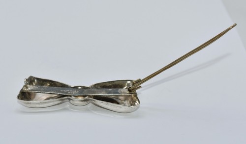 Vintage Taxco Mexico Sterling Silver Bow Shaped Hair Barette 2-3/8 inch - Picture 4 of 17
