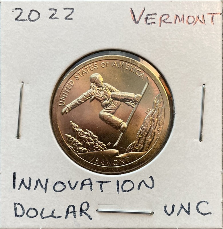 2022 Innovation Dollar ** SnowBoarder Doing a "Melon Grab" (Vermont Dollar)