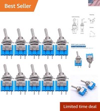 10PCS Compact SPST Mini Toggle Switch 2-Pin ON/OFF 6A 125V with Panel Mount