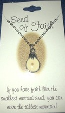 Seed Of Faith Mustard Seed Resin/Glass Pendant 18  Stainless Steel NEW Necklace