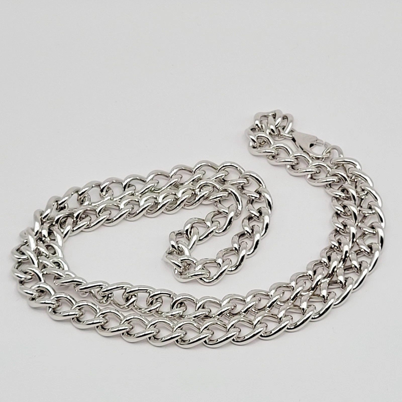 HSN Bellezza Bronze 7.5mm Silver Tone Curb Link Chain Necklace ~ 22" - product detail image 1