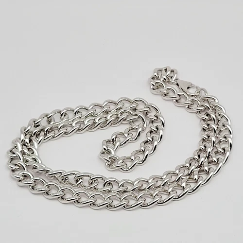 HSN Bellezza Bronze 7.5mm Silver Tone Curb Link Chain Necklace ~ 22" - product listing photo
