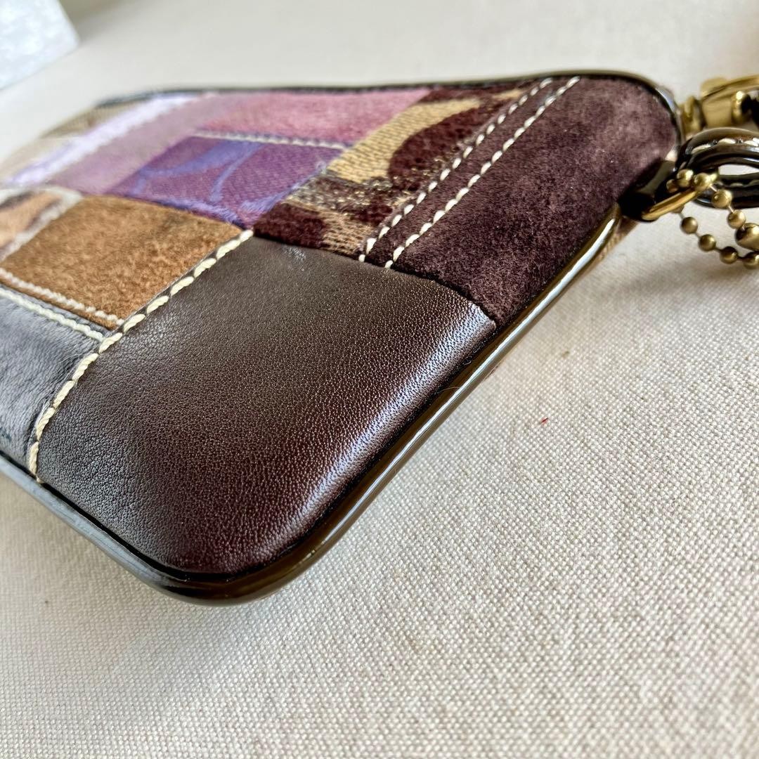 COACH Suede Patchwork Handbag Accessory Pouch Aut… - image 7