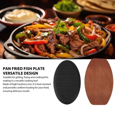 12 Inch Pan Fried Fish Plate Iron Fish Serving Grill Platter Steak Hot Serving