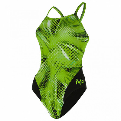 Michael Phelps Girl Sz 28 Swimsuit One Piece MID Back MESA Multi Green