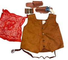 Cowboys Vest, Scarf, Holsters, 1 Toy Gun Bundle Halloween Costume