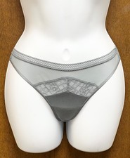 2017 Victoria's Secret Grey Smooth Lace Mesh Thong Panties NWT Size Small