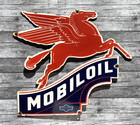 VINTAGE 10.5x12" MOBILOIL MOBILGAS PEGASUS GASOLINE PORCELAIN MOTOR OIL GAS SIGN