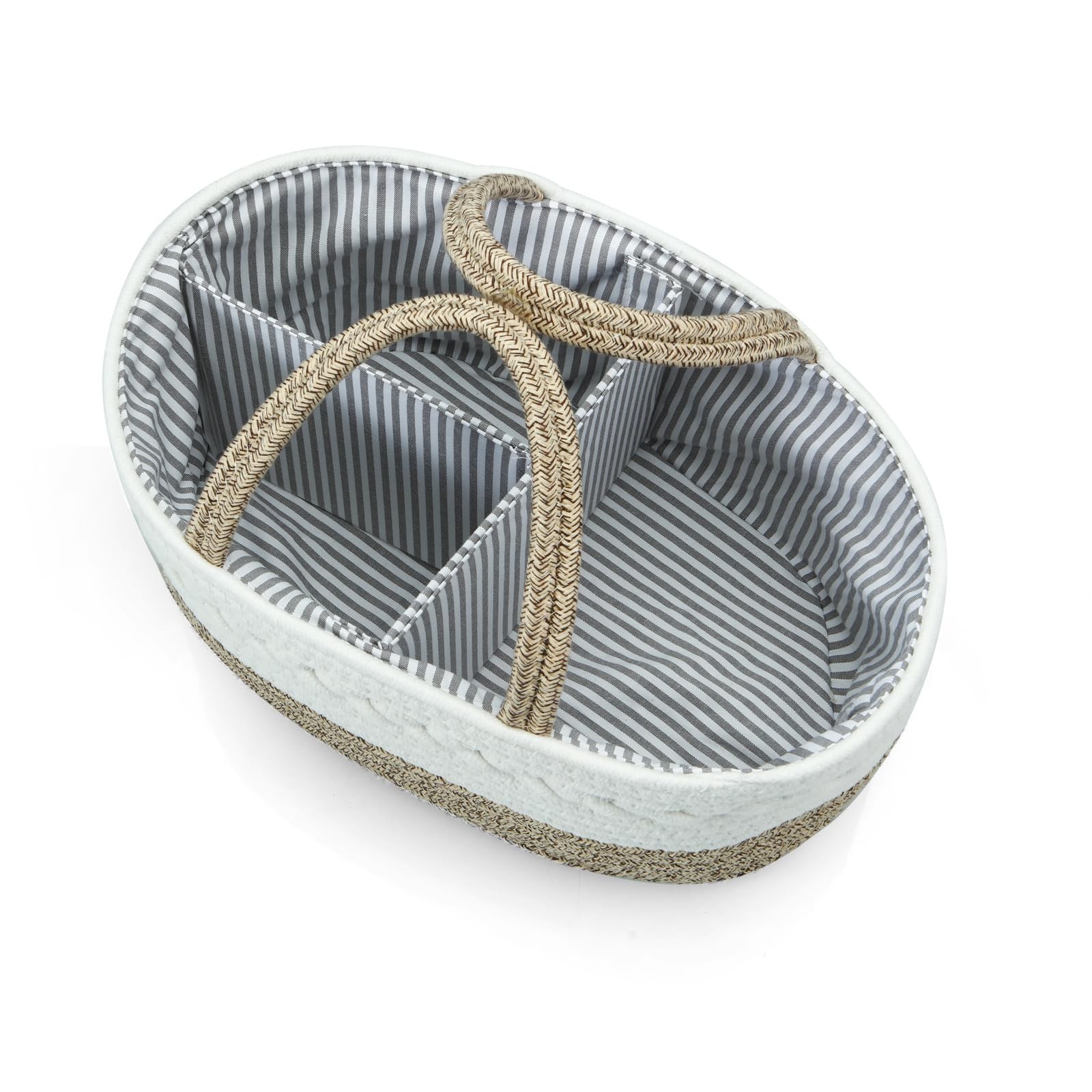 Baby Diaper Caddy Organizer, Portable Nursery Storage Basket Cotton Rope Diap...