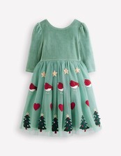 Mini Boden Festive Dress Velvet and Tulle Robin Tree NWT New 4-5