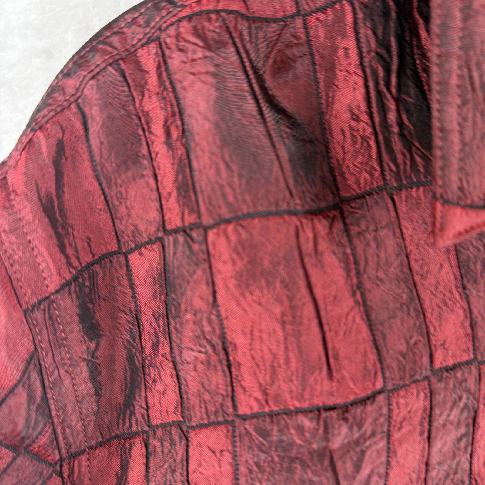 Chico's Red Black Patchwork Shirt Jacket Size 3 A… - image 4