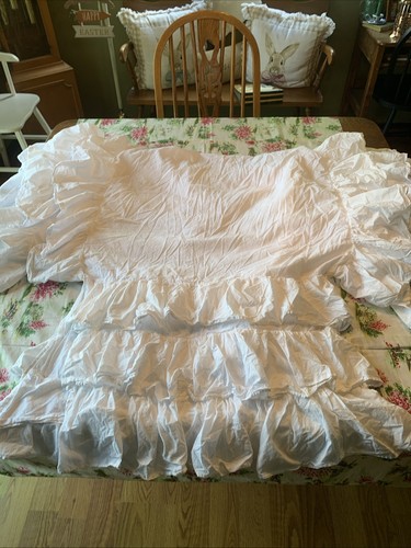 Pottery Barn Kids Dust Ruffle Crib Skirt White Cotton 18" Drop 52" x 28" EUC