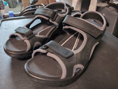 New Men ECCO Hike Sandals Leather Black/Grey Sz 46  532304-02001 
