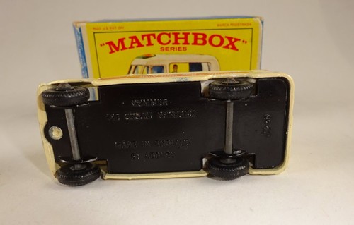 Matchbox No. 47B Ice Cream Van cuerpo crema raro calcomanías multicolores en caja "E" - Imagen 7 de 12