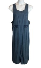 Vintage Striped Denim Sleeveless Maxi Overall Style Jumper Dress Size 14