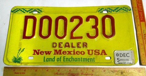 1990s New Mexico Dealer license plate collectible old NM garage memorabilia