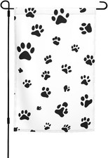 Black Dog Paw Print Garden Flag 12x18 Double Sided