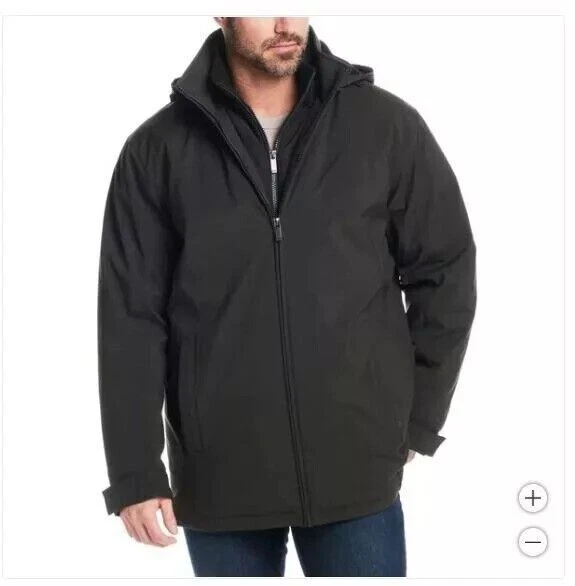 Weatherproof Stretch Tech Insulated Jacket Zip Hood Water Resistant SZ M BLACK