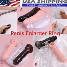 Reusable Multifunctional Penis Extender Rings Delay Ejaculation Silicone Sleeve