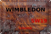 Schild Blech 30X20Cm - Made In Germany - London Wimbledon SW19 Rost Metall Deko