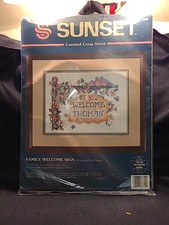 Dimensions Sunset 1995 Family Welcome Sign Counted Cross Stitch 13602