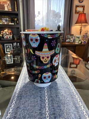 Day Of The Dead Tin Trash Can Dia De Los Muertos