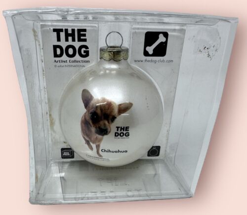 Artlist Collection The Dog Chihuahua Christmas Glass Ornament Made in USA NEW - Picture 1 of 10